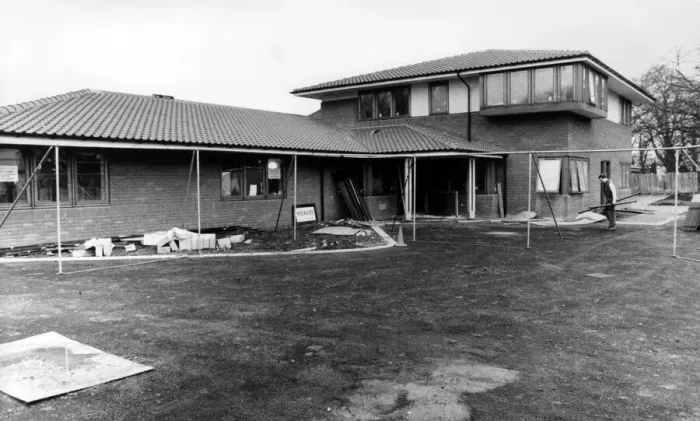 Framed Print : Acorns Childrens Hospice, Under Construction, 7th March 1988 Framed Print : Acorns Childrens Hospice, Under Construction, 7th March 1988