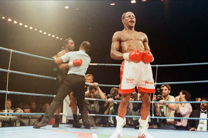 Framed Print : Action from the Chris Eubank v Nigel Benn fight at the NEC in Birmingham Framed Print : Action from the Chris Eubank v Nigel Benn fight at the NEC in Birmingham