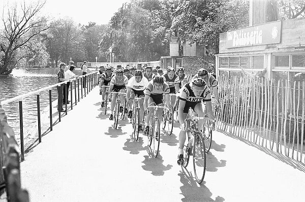 Action from the Clark Cable cycling road race at Cannon Park 28th May 1977