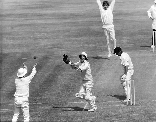 Action from the England v Australia second test match at Old Trafford July 1977