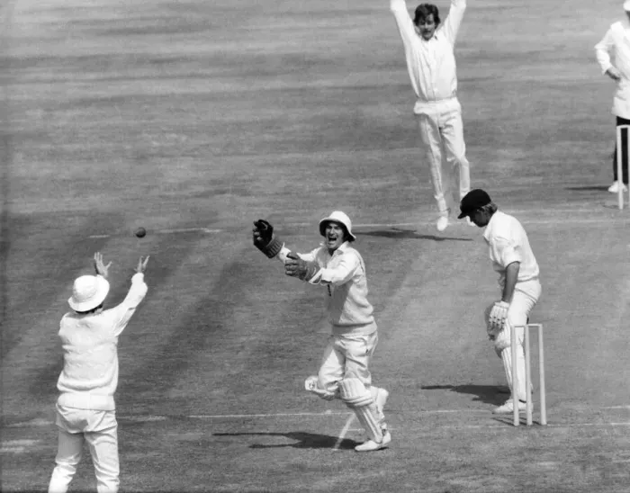 Framed Print : Action from the England v Australia second test match at Old Trafford July 1977