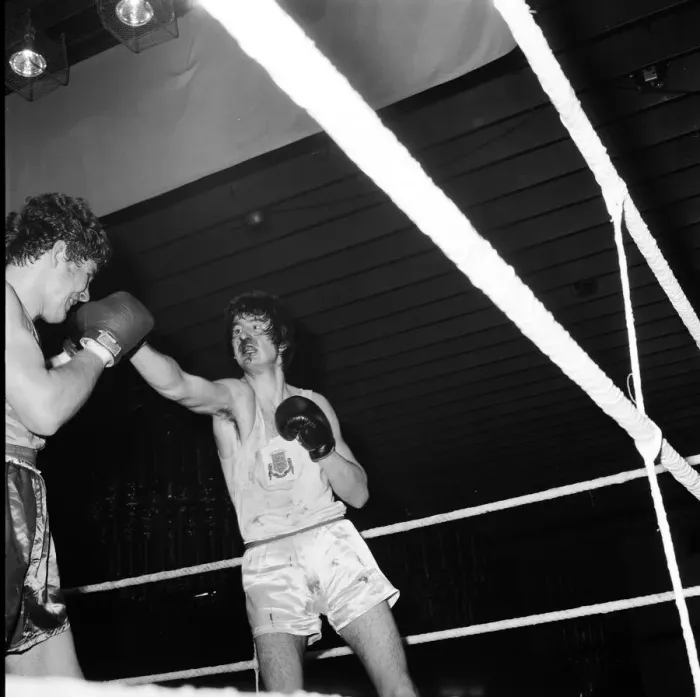 Framed Print : Action from the England v USA Amateur Boxing contest. Seen here is action from the bout Framed Print : Action from the England v USA Amateur Boxing contest. Seen here is action from the bout