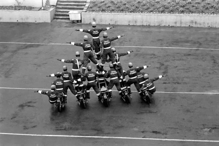 Framed Print : Action. Motorsport. I. O. M. TT. Races. Royal Marines Motor Cycle Display Squad Framed Print : Action. Motorsport. I. O. M. TT. Races. Royal Marines Motor Cycle Display Squad
