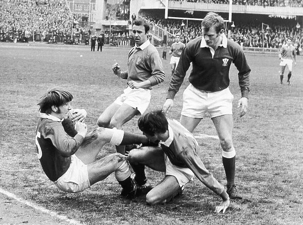 Action from the Five Nations Championship Wales v France 4th April 1970