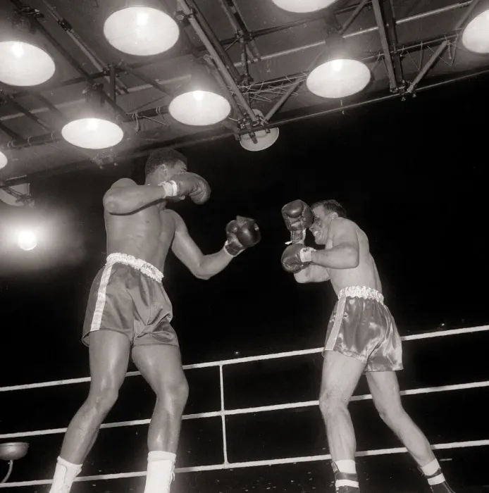 Framed Print : Action during the non-title heavyweight fight between American Cassius Clay Framed Print : Action during the non-title heavyweight fight between American Cassius Clay