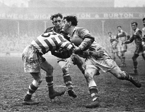 Action during the Rugby League clash between Wigan and Bradford Northern at Central Park