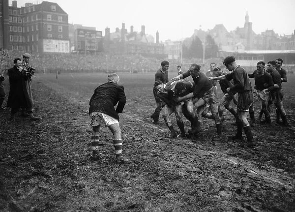 Action from the Wales v Ireland Five Nations match at Cardiff Arms Park
