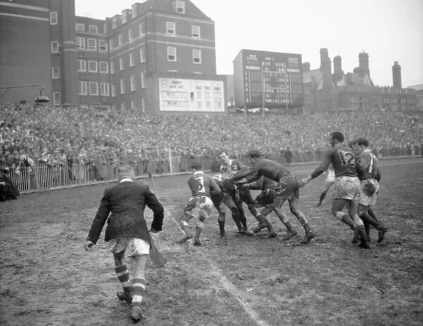 Action from the Wales v Ireland Five Nations match at Cardiff Arms Park