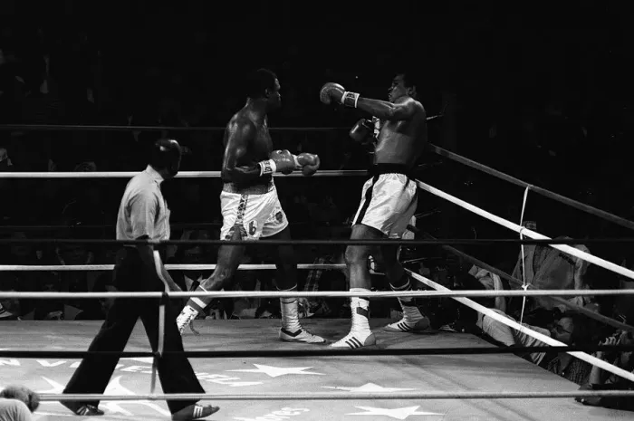 Framed Print : Action during the world heavyweight title fight between challenger Muhammad Ali