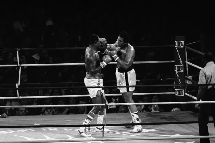 Framed Print : Action during the world heavyweight title fight between challenger Muhammad Ali