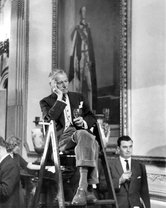 Framed Print : Actor A. E. Matthews sitting in the umpires chair. August 1959 P011535 Framed Print : Actor A. E. Matthews sitting in the umpires chair. August 1959 P011535