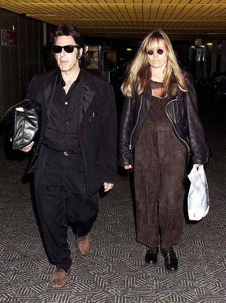 Actor Al Pacino and girlfriend September 1994 arriving at Heathrow Airport from Venice