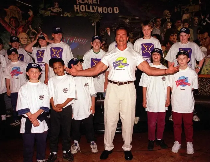 Framed Print : Actor Arnold Schwarzenegger June 1998 at Planet Hollywood to help launch Commit to Framed Print : Actor Arnold Schwarzenegger June 1998 at Planet Hollywood to help launch Commit to