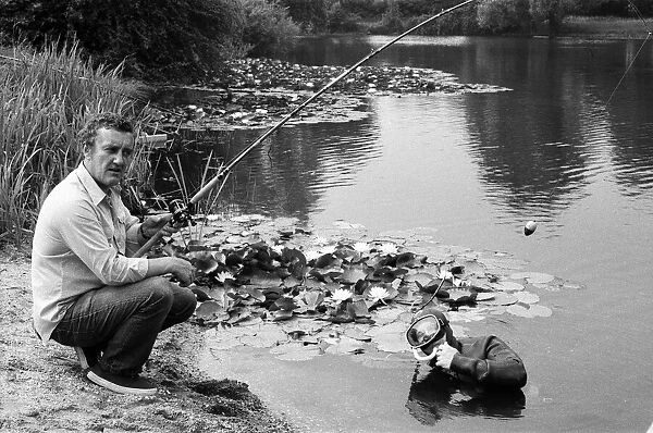 Actor Bernard Cribbins today went fishing near Shepperton