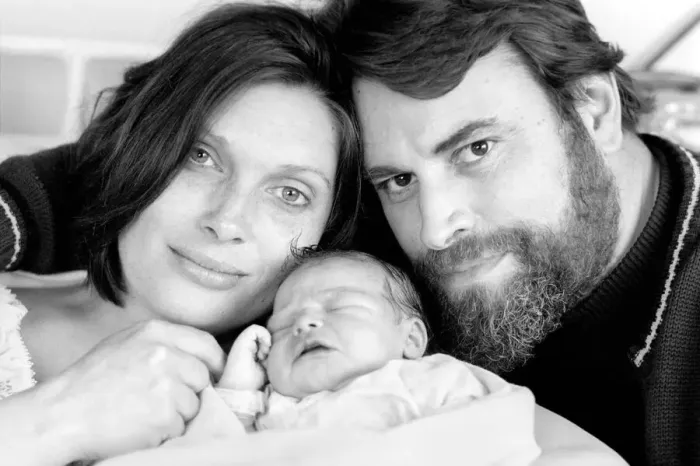 Framed Print : Actor Brian Blessed, wife and baby. April 1975 S75-1995