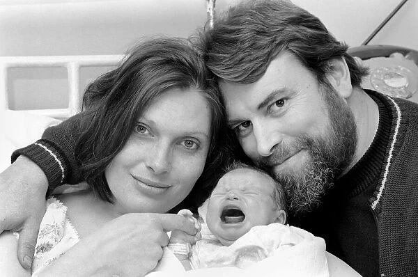 Actor Brian Blessed with wife and new baby. April 1975