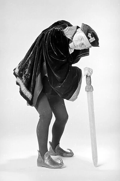 Actor comedian Norman Wisdom in Shakespearen costume, seen here as Richard III July 1976