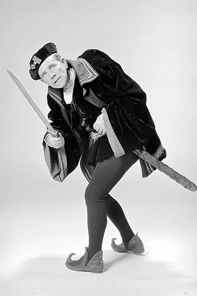 Actor comedian Norman Wisdom in Shakespearen costume, seen here as Richard III July 1976