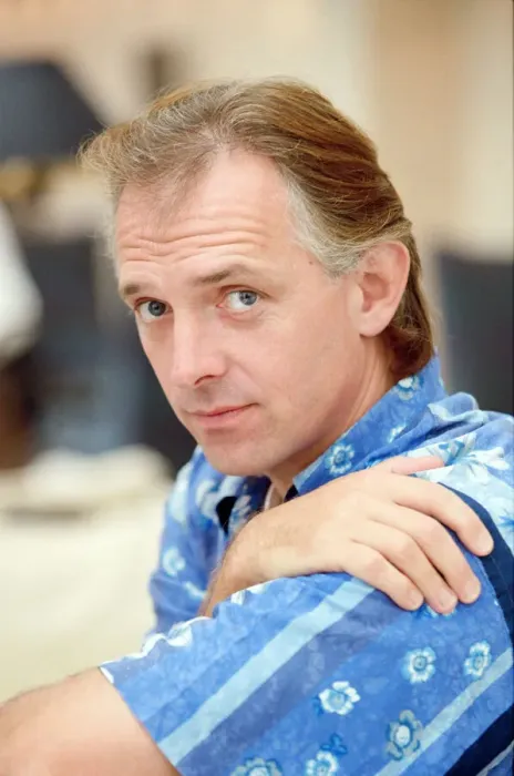 Framed Print : Actor and comedian, Rik Mayall, pictured at home four months after his horrific quad bike