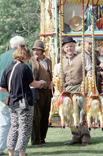 Actor David Jason and other cast members pictured during the filming of '