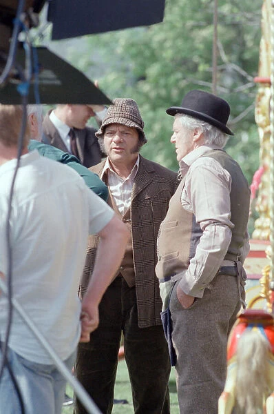Actor David Jason and other cast members pictured during the filming of '