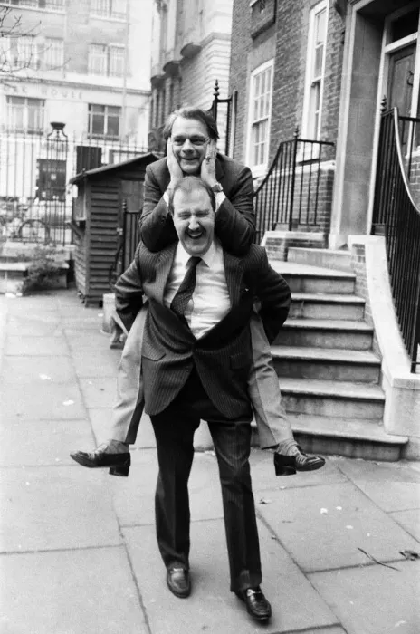Framed Print : Actor David Jason (Only Fools and Horses) on the back of Gordon Kaye ( Allo Framed Print : Actor David Jason (Only Fools and Horses) on the back of Gordon Kaye ( Allo