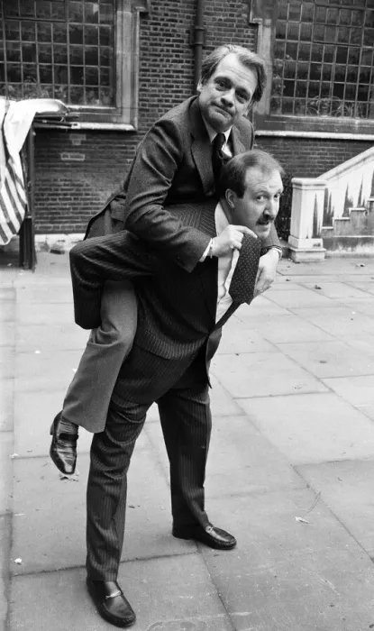 Framed Print : Actor David Jason (Only Fools and Horses) on the back of Gordon Kaye ( Allo Framed Print : Actor David Jason (Only Fools and Horses) on the back of Gordon Kaye ( Allo