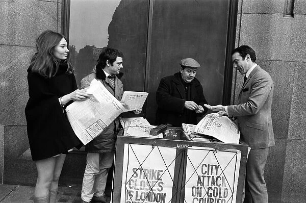 Actor David Jason outside ATV Thames, buying a newspaper. 6th February 1969