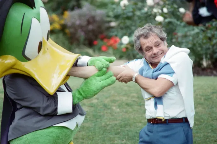 Framed Print : Actor David Jason pictured with Count Duckula (who is voiced by David Jason Framed Print : Actor David Jason pictured with Count Duckula (who is voiced by David Jason