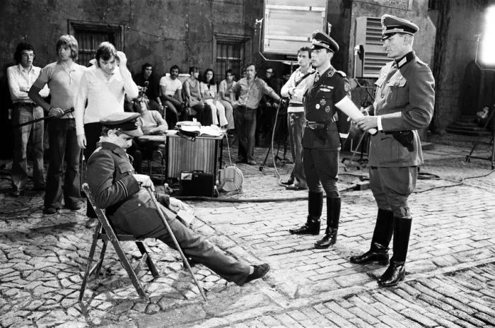 Framed Print : Actor David McCallum (seated) on the film set during filming of Colditz Framed Print : Actor David McCallum (seated) on the film set during filming of Colditz