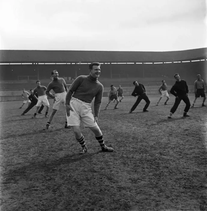 Framed Print : Actor Donald Howson in weight reducing training with Queens Park Rangers football club Framed Print : Actor Donald Howson in weight reducing training with Queens Park Rangers football club