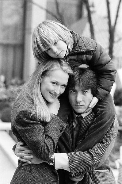 Actor Dustin Hoffman with actress Meryl Streep and young Justin Henry who all star