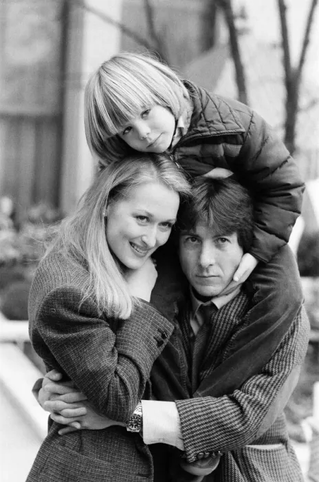 Framed Print : Actor Dustin Hoffman with actress Meryl Streep and young Justin Henry who all star