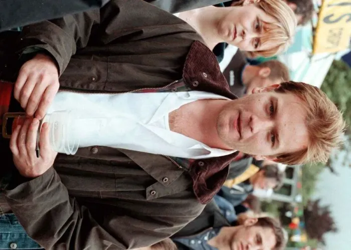 Framed Print : Actor Ewan McGregor August 1998 at Crieff Highland Games enjoying a pint before his film