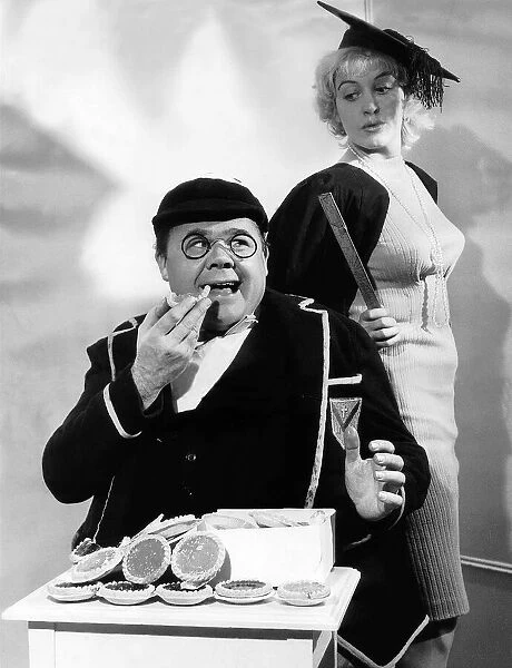 Actor Gerald Campion as Billy Bunter in December 1958 with actress