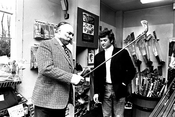 Actor Jimmy Edwards with golfer John Jacobs at his golfing centre in Gosforth on 13th