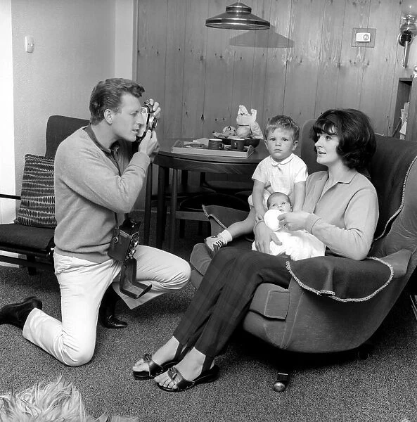 Actor Johnny Briggs at home with his wife Caroline and children Mark and Karen