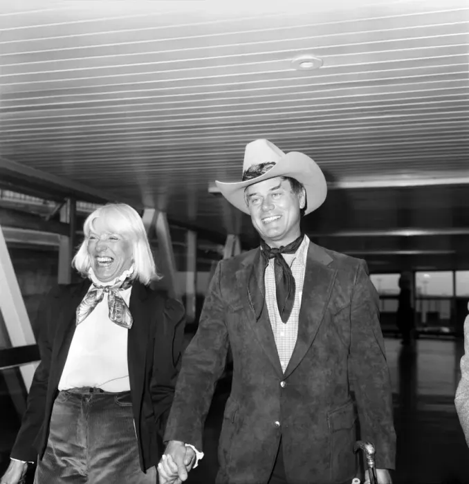 Framed Print : Actor Larry Hagman, Dallass J. R. Ewing, and his wife Maj arrive at London Framed Print : Actor Larry Hagman, Dallass J. R. Ewing, and his wife Maj arrive at London