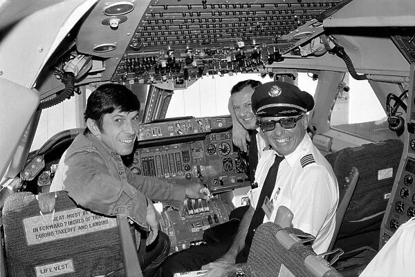 Actor: Leonard Nimoy in Cockpit of T. W. A. Jumbo Jet with 1st officer Steve Roby