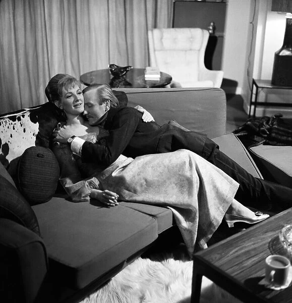 Actor Leslie Phillips and actress Barbara Murray on the set of 'Some Will