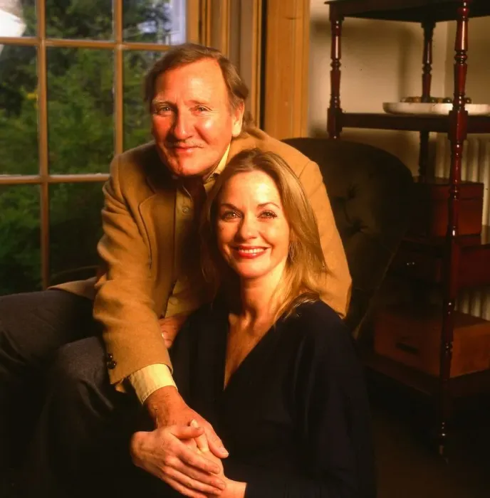 Framed Print : Actor Leslie Phillips April 1988 with his wife Angela Scoular