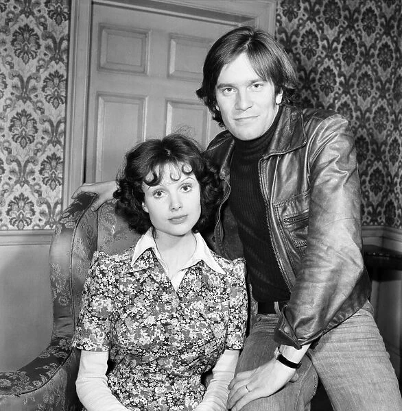 Actor Nicky Henson poses with actress Madeleine Smith. 7th March 1975