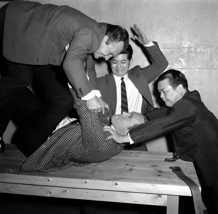 Framed Print : Actor Patrick McGoohan filming a new series of Danger Man at Shepperton Studios