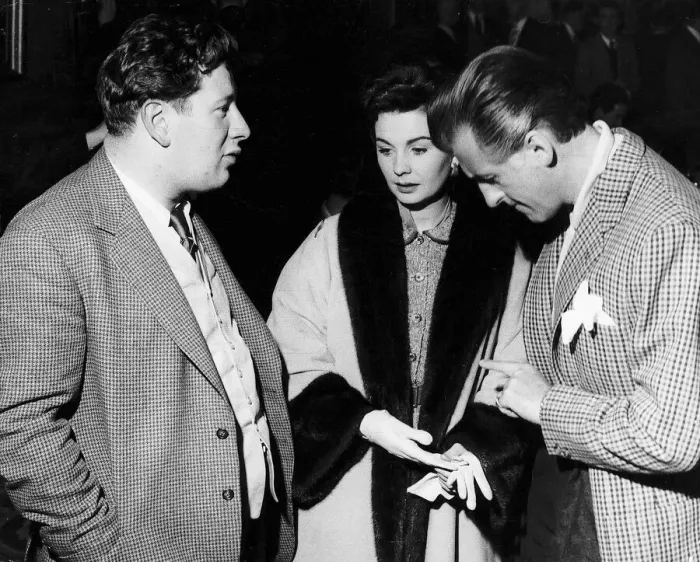 Framed Print : Actor Peter Ustinov with actress Jean Simmons and actor Stewart Granger at the Royal Framed Print : Actor Peter Ustinov with actress Jean Simmons and actor Stewart Granger at the Royal
