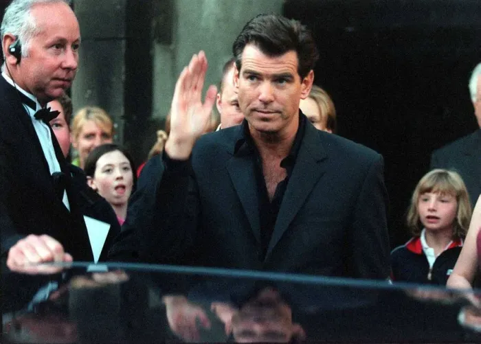 Framed Print : Actor Pierce Brosnan August 1999 at the back door of the Odeon in Edinburgh