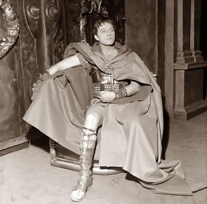 Framed Print : Actor Richard Burton on stage in costume as Coriolanus. Rehearsal at the Old Vic Framed Print : Actor Richard Burton on stage in costume as Coriolanus. Rehearsal at the Old Vic