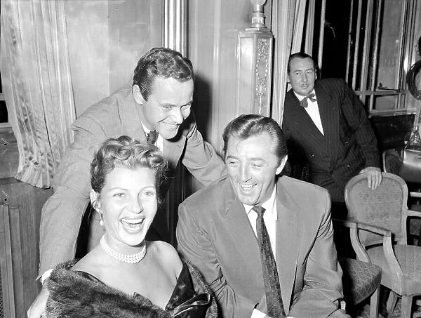 Actor Robert Mitchum at press reception at Dorchester. Jack Lemmon July 1956