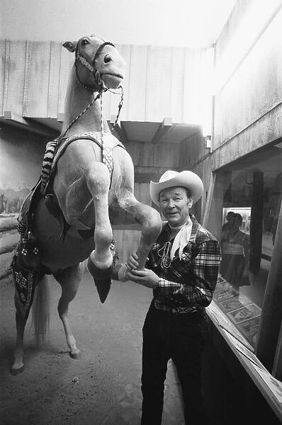 Actor Roy Rogers known as the Singing Cowboy seen here with his trusted steed Trigger at