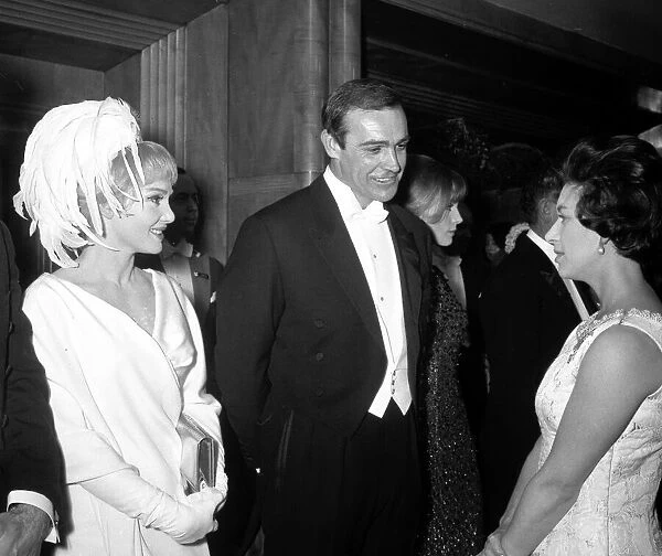 Actor Sean Connery with wife Diane Cilento meeting Princess Margaret at the London Film