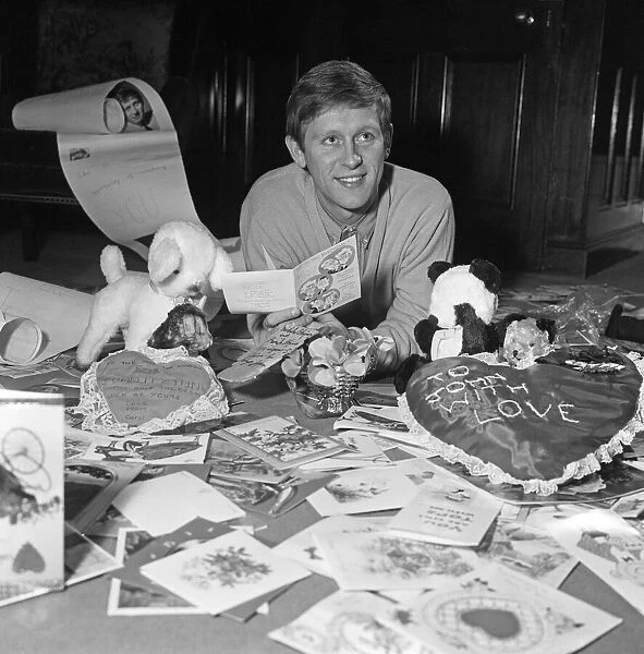 Actor and singer John Leyton with his birthday cards from his fan club